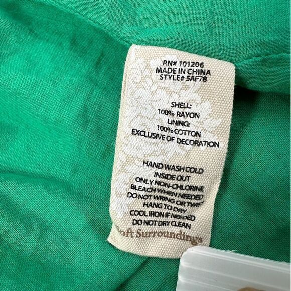 SOFT SURROUNDINGS Cold Shoulder Gauze Fabric Kelly Green Dress Sz 1X - Picture 9 of 9